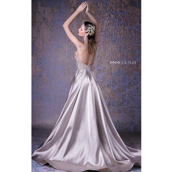 MNM Couture G1030 Embellished Deep V-Neck Dress - Picture 3 of 4